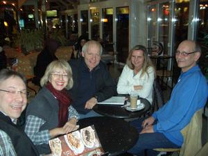 Here's the gang waiting for our ice cream to arrive.  From left to right: Kurt, Uta, Albert, Uta and Charles (not me).
