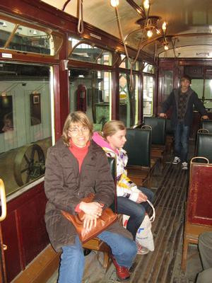 Our 'drivers' are taking a break in the back of the trolley.  It must not have been a busy day ;-) Niels is in the background.