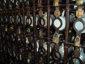 Each mug is individually locked.