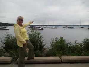 Pattie showing me Lake Geneva.