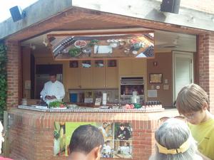 The Executive Chef Partner of the Big Bowl restaurants, Marc Bernard, was giving a demo on making a Honey Apple Crisp. It was good!