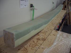 This is the spar.  It is nearly complete.  All that is left to do is to fiberglass the bottom and the ends.  Unfortunately, I'm being delayed as the fuel proof epoxy needed for the bottom is on back order, though the supplier says it should arrive any day now.