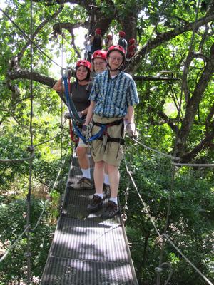 Each of the zip line areas have many zip lines you get to go on.  Here we are in between two of the lines.  The entire tour took about 2 hours and there were 9 zip lines.