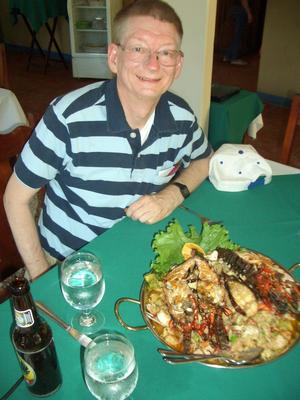 There are many good restaurants in Costa Rica.  Here we are having a wonderful Paia.