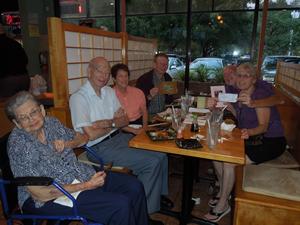At a Japanese restaurant celebrating the sale of my parents house.