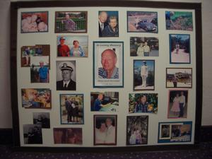 Picture board at my Dad's memory service<br>Click on the picture for a larger view