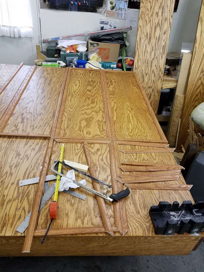 Putting decorative trim on was a challenge.  Here, all the pieces are being dry fit to make sure I cut the correct size.