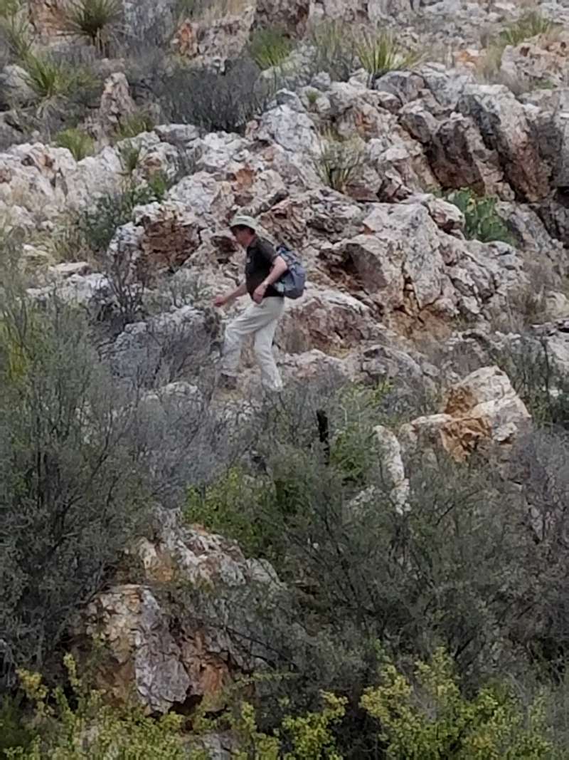 Roelof clambering over all the rocks on this hill in search of a cacti he knew was in this vicinity.