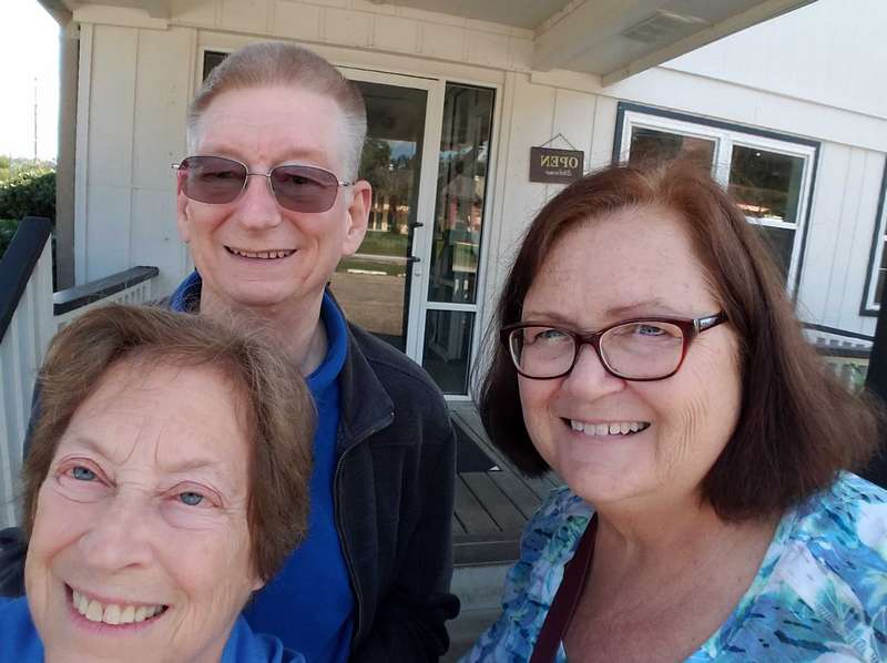 After a great meal with Lucy (right).