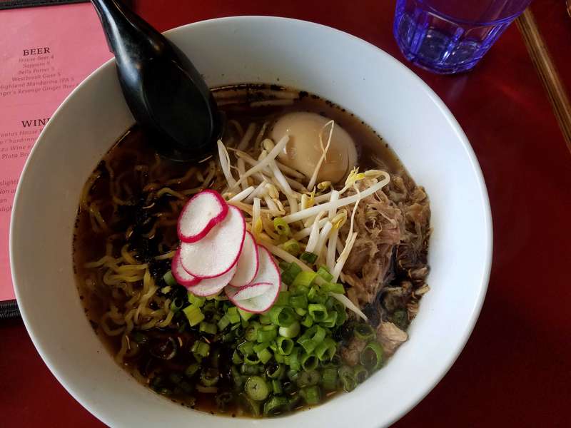 On the way to the Smoky Mountains, we spent a night in Ashville, NC.  Helen's nephew, Jack, lives here and he manages Gan Shan West restaurant, preparing Asian food using locally sourced ingredients.  This is one of the noodle dishes the restaurant prepares.
