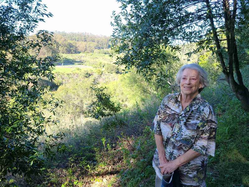 Helen admiring the view of Lake Chabot