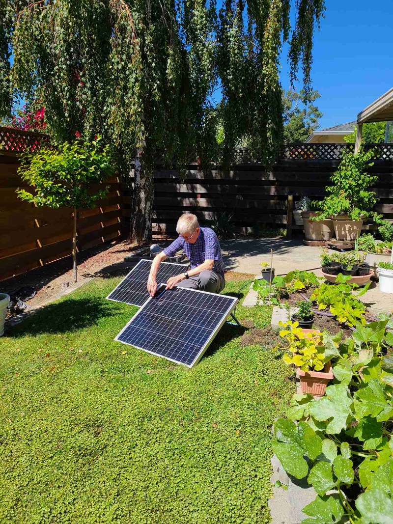 Charles testing out a couple of 100 watt solar panels