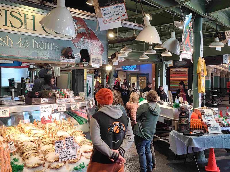 "Fish Throwers" stall at the market.