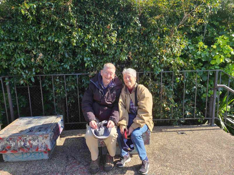 Helen and Charles at Jack Early Park, the smallest park in San Francisco.