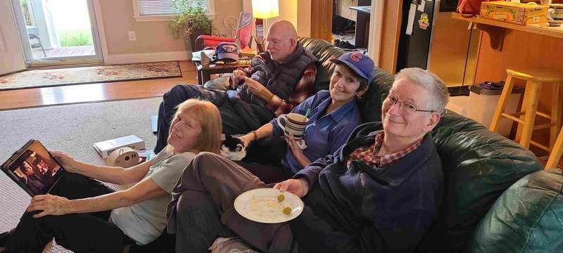 Top to bottom:<br>Brother Wayne<br>Cousin Margie<br>Sister-in-law Rosie (on floor)<br>Charles