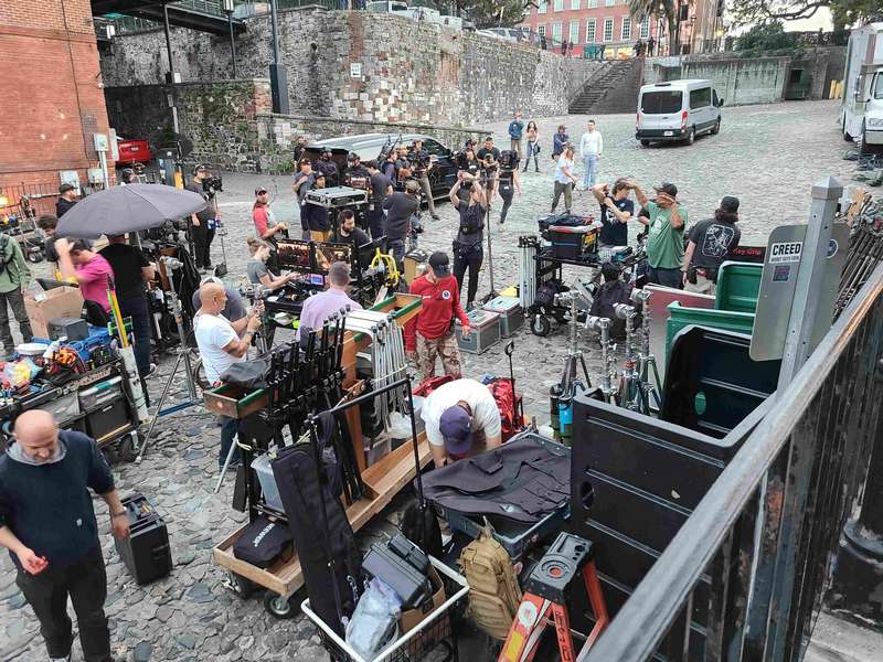 The set for the movie "Green Fairy".  We were lucky as we found some seats on a balcony and could sit and watch the action taking place.