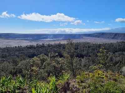 Visiting Hawaii Volcanoes National Park to check off Helen's bucket-list wish to see an erupting volcano.