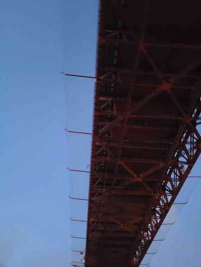 Passing directly beneath the Golden Gate Bridge out into the Pacific swell.