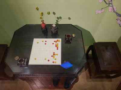 The game of Go&mdash;simple rules, deep strategy, where players surround territory with dark and light colored stones.