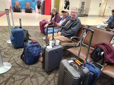 Waiting for our flight to Los Angeles.