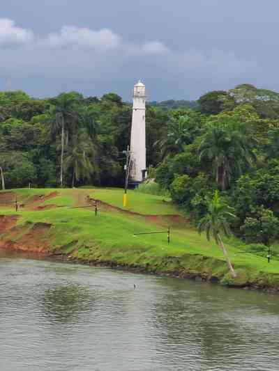 A white lighthouse indicates it is still active...
