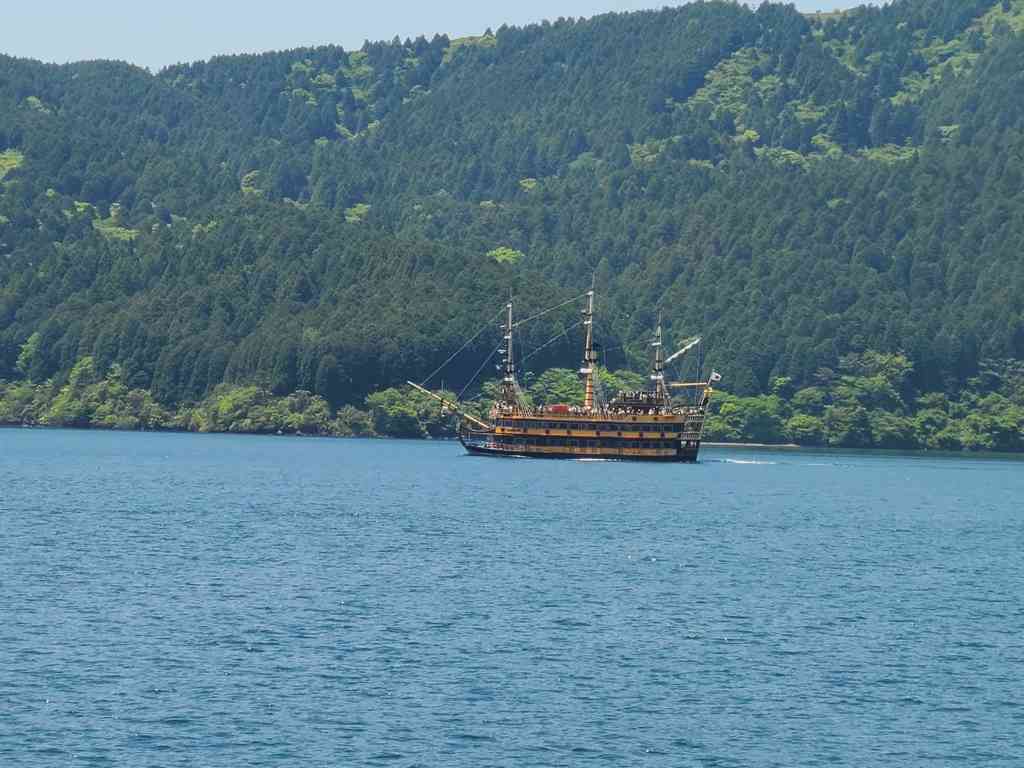 Pirate ship crossing Lake Ashi