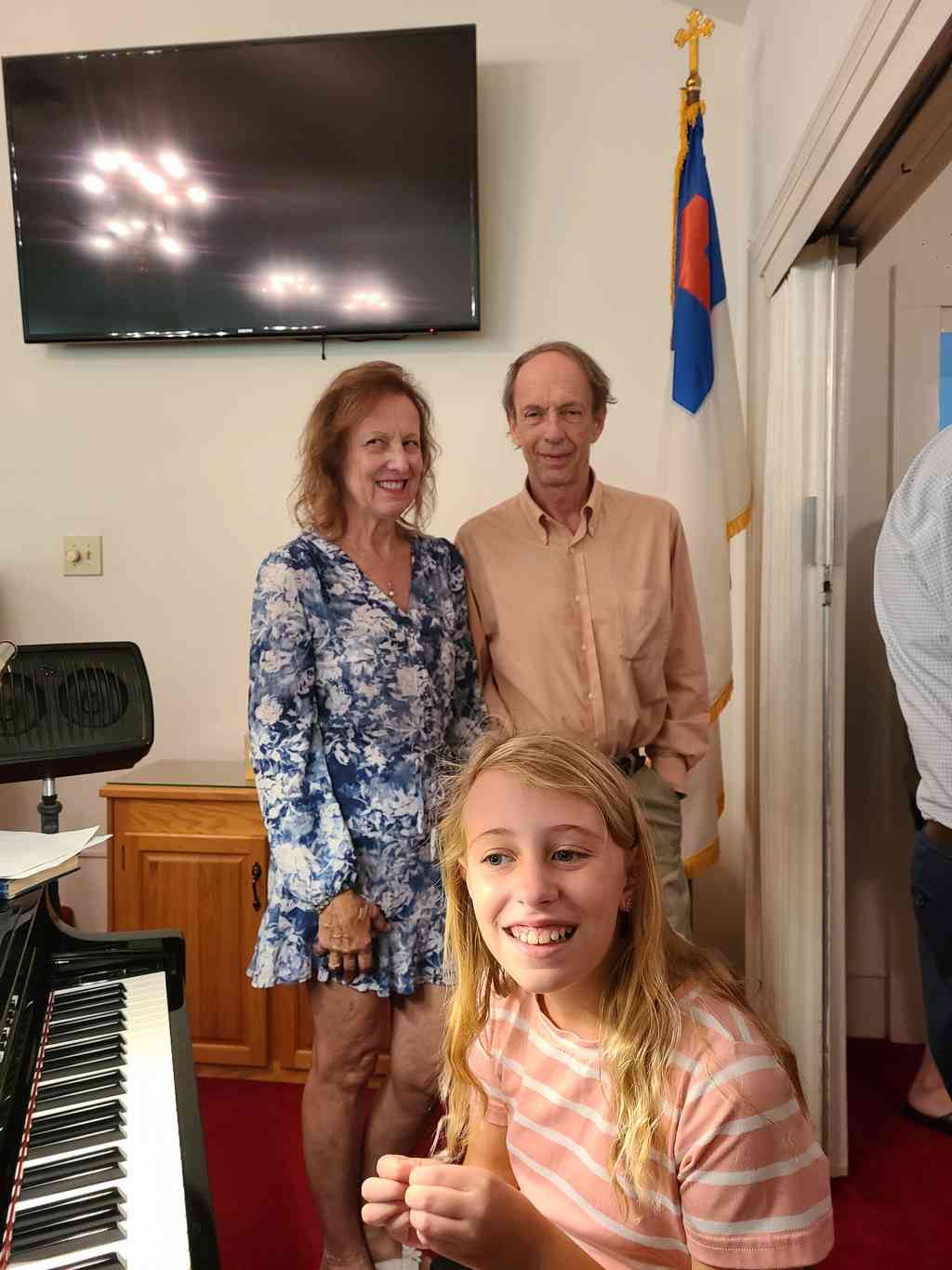 Proud moment at the piano with Uncle Harold and Janet.